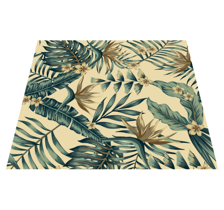 Alfombra vinílica dormitorio hojas tropicales - TenVinilo