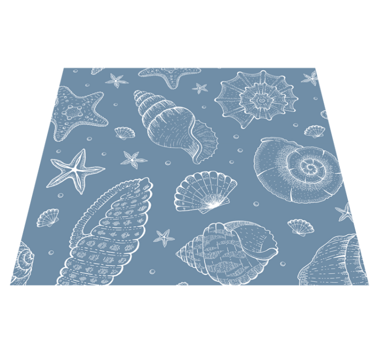 Alfombra vinílica dormitorio vida marina y conchas - TenVinilo