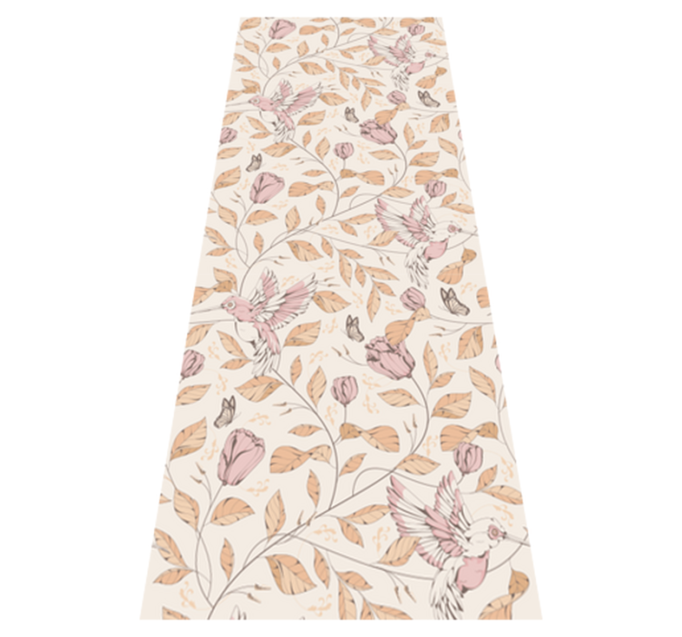 Alfombra vinílica dormitorio patrón tulipanes beige - TenVinilo