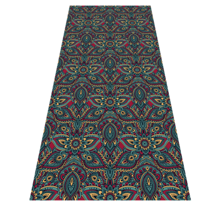 Alfombra vinílica dormitorio patrón indio rojo - TenVinilo