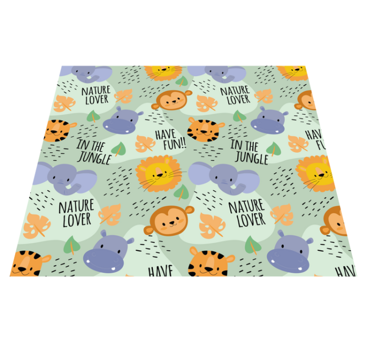 Alfombra vinílica infantil animales de la jungla verde - TenVinilo