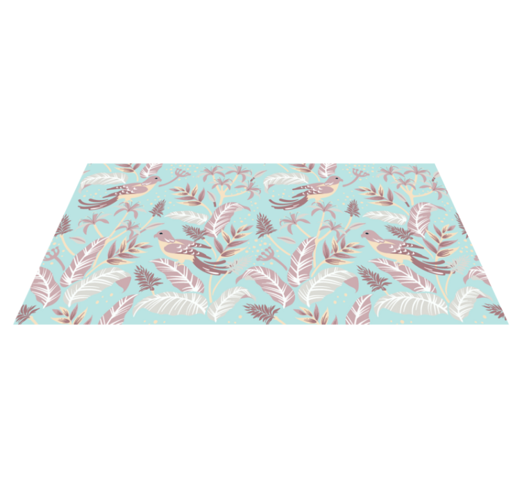 Alfombra vinílica naturaleza patrón de flores azul y rosa - TenVinilo