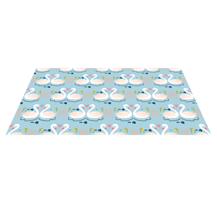 Alfombra vinílica naturaleza cisnes enamorados azul - TenVinilo
