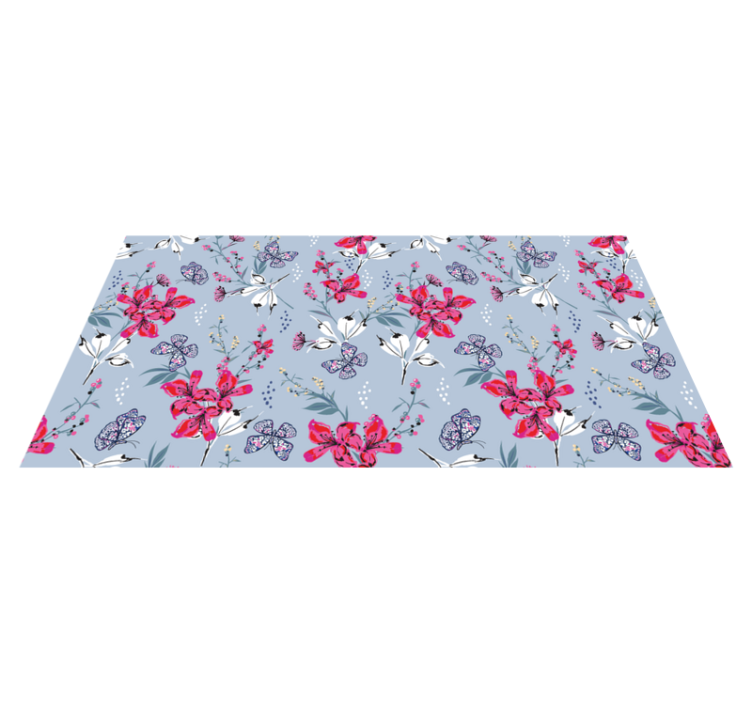 Alfombra vinílica naturaleza diseño mariposas florales - TenVinilo
