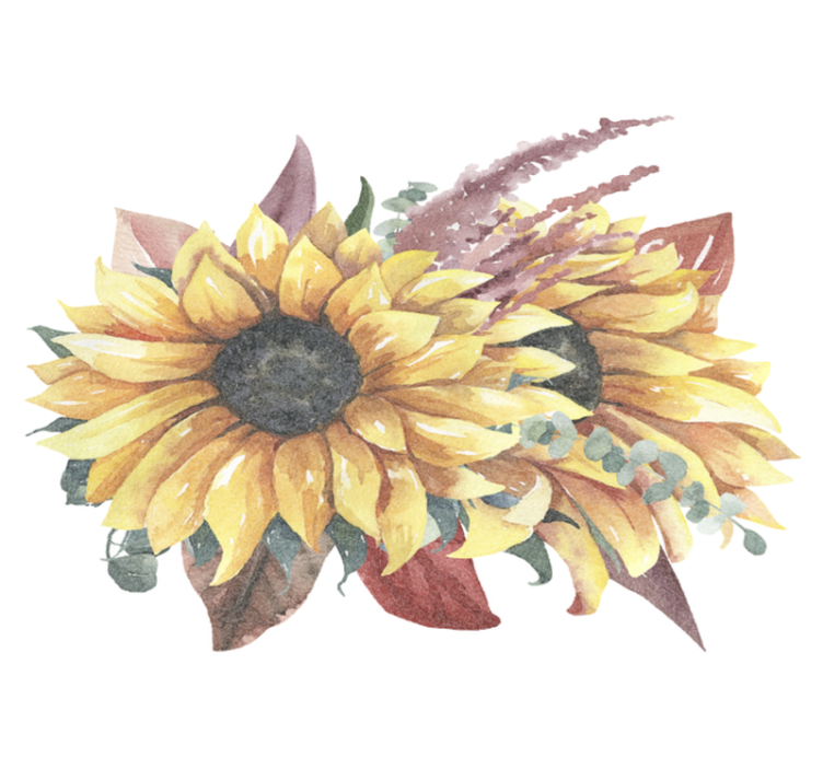 Alfombra vinílica naturaleza arreglo floral girasol - TenVinilo