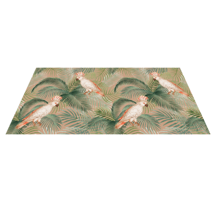 Alfombra vinílica naturaleza loros y palmas tropicales - TenVinilo