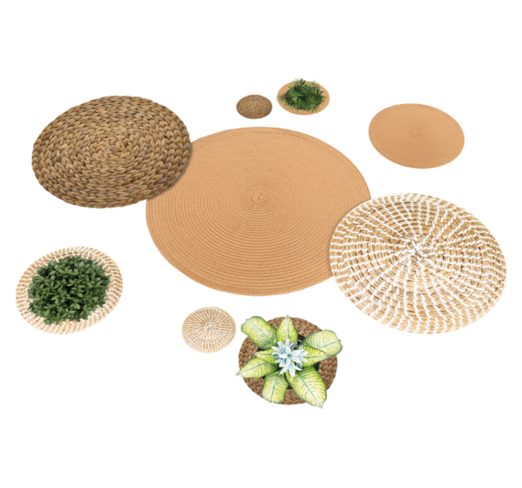 Alfombra vinílica flores jardín y mimbre - TenVinilo