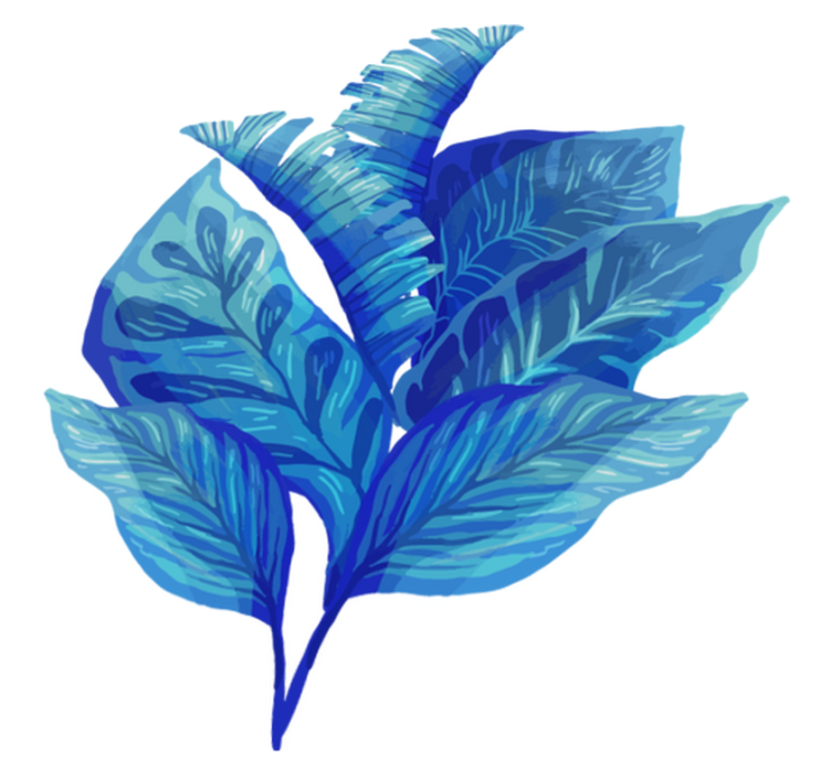 Alfombra vinílica flores arreglo de hojas azules - TenVinilo