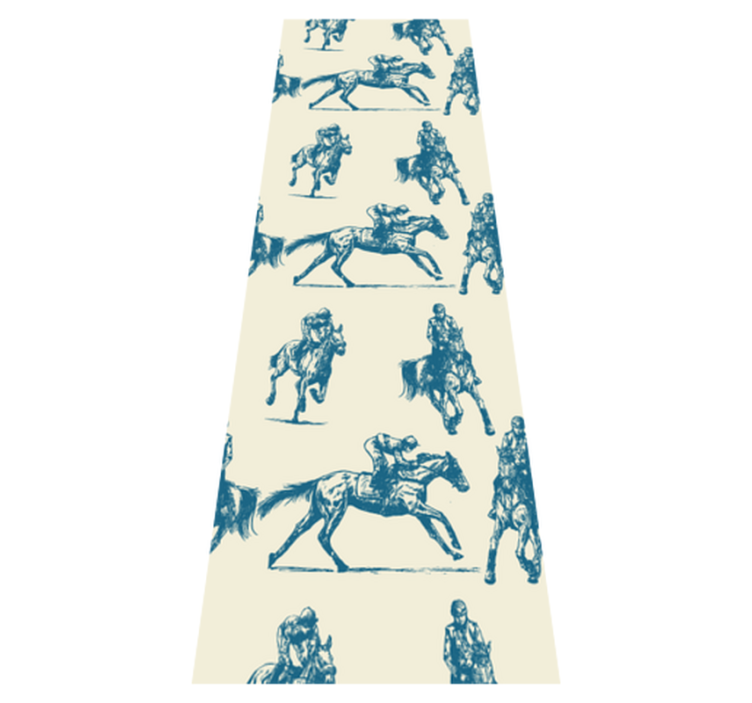 Alfombra vinílica dormitorio patrón de caballos azul y beige - TenVinilo