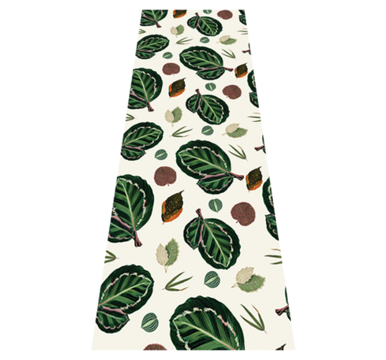 Alfombra vinílica dormitorio hojas de maranta verde rojo - TenVinilo