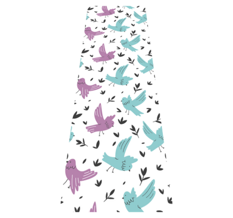 Alfombra vinílica dormitorio ilustración de aves y plantas - TenVinilo