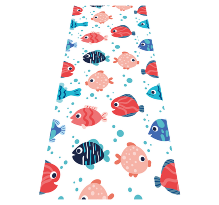 Alfombra vinílica dormitorio peces rosas y azules - TenVinilo