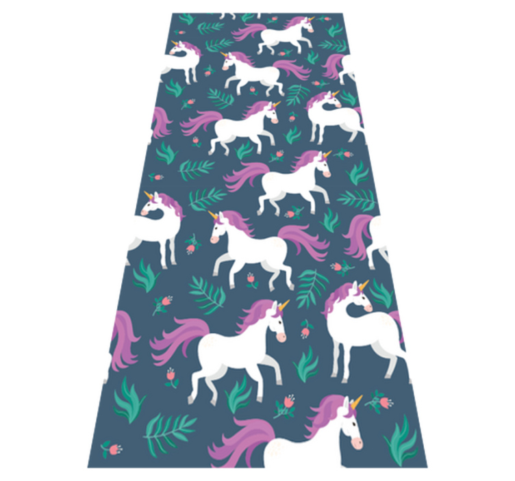 Alfombra vinílica dormitorio patrón de unicornio azul - TenVinilo