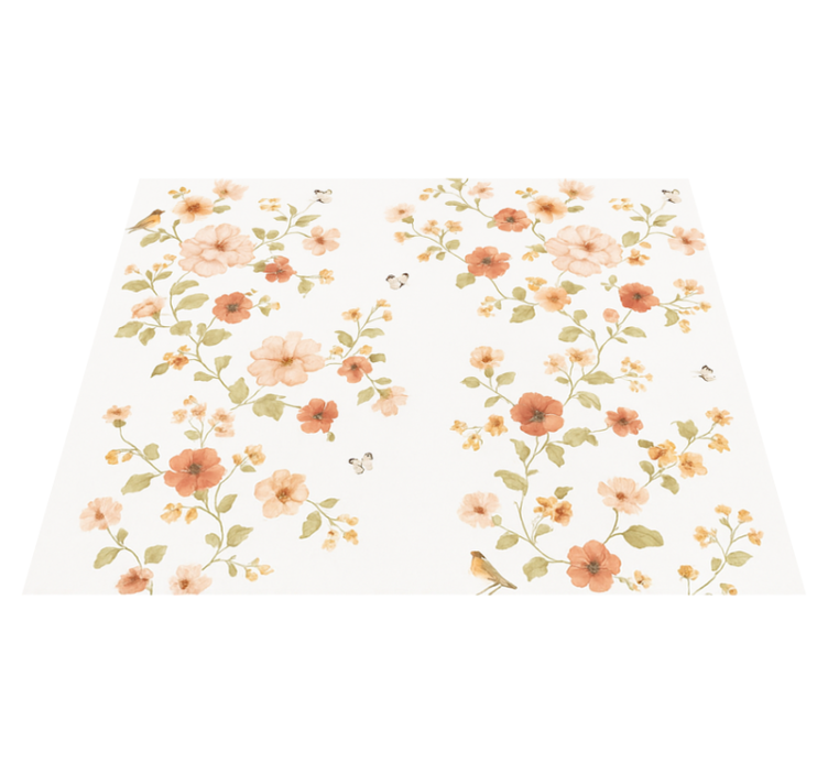 Alfombra vinílica dormitorio flores blancas pequeñas - TenVinilo