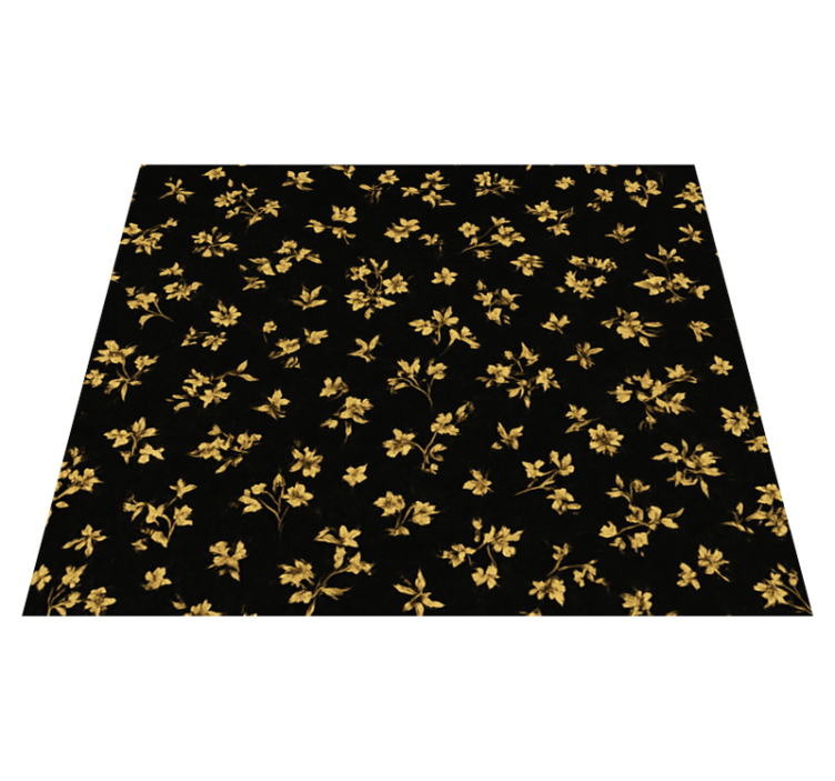 Alfombra vinílica dormitorio fondo oscuro con flores doradas - TenVinilo