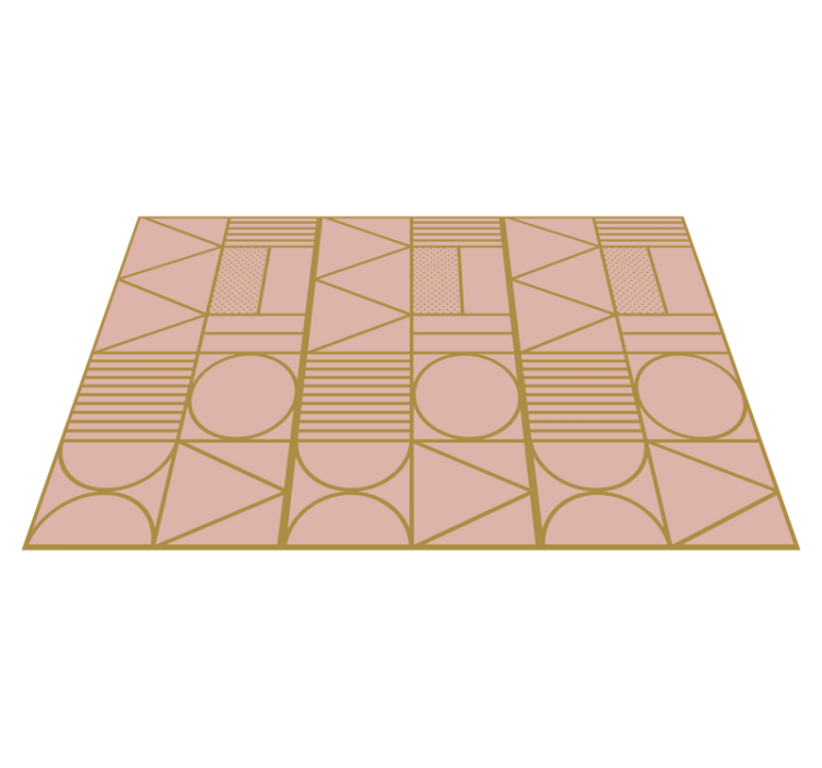 Alfombra vinílica geométrica bloques dorado y rosa - TenVinilo