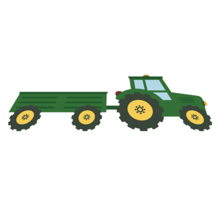 Alfombra vinílica infantil tractor verde y vagón - TenVinilo