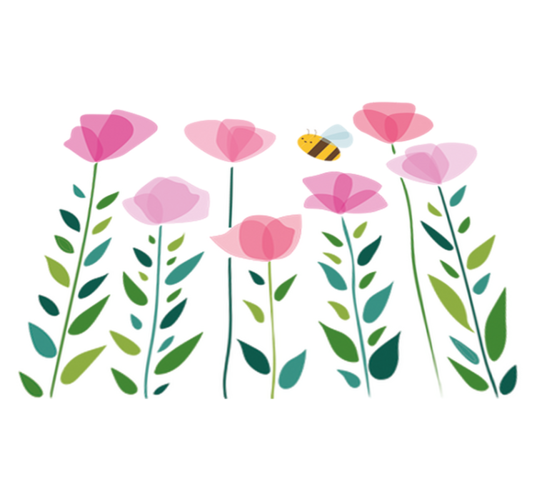 Alfombra vinílica infantil flores rosas y abeja - TenVinilo