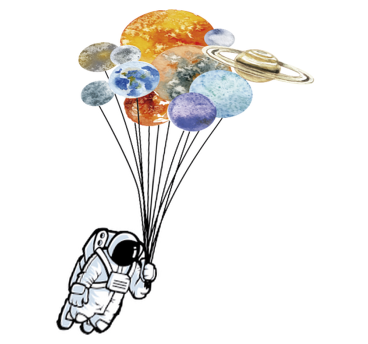 Alfombra vinílica infantil astronauta con globos de colores - TenVinilo
