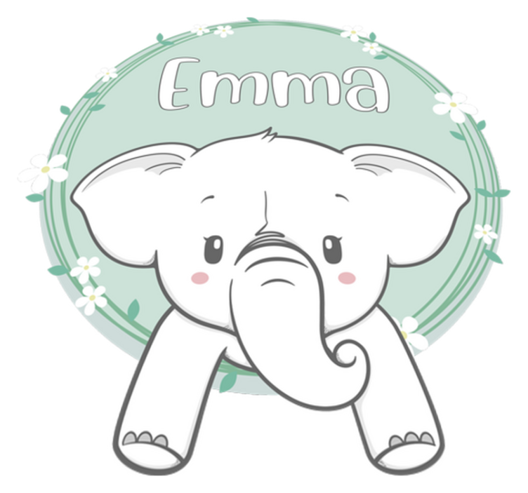 Alfombra vinílica infantil elefante con nombre - TenVinilo