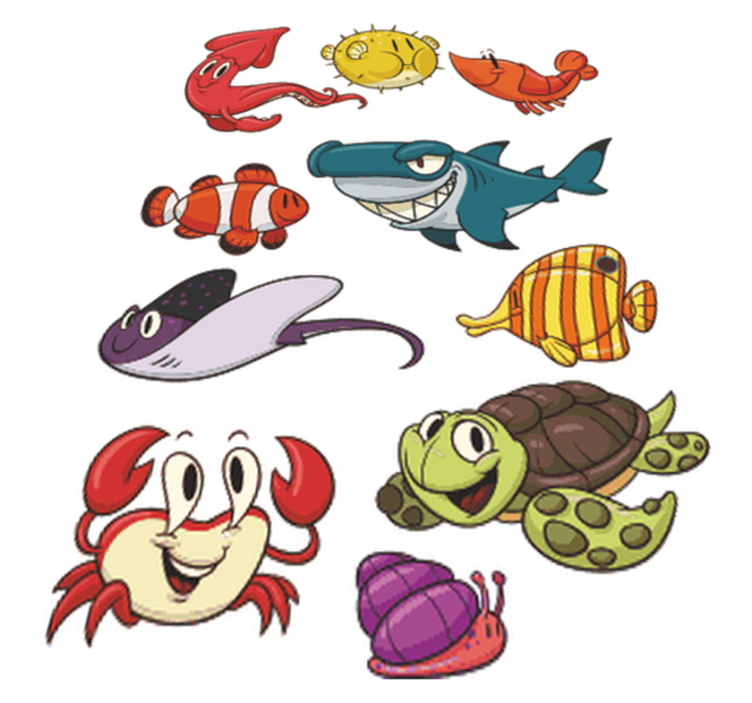Alfombra vinílica infantil pack de peces coloridos - TenVinilo
