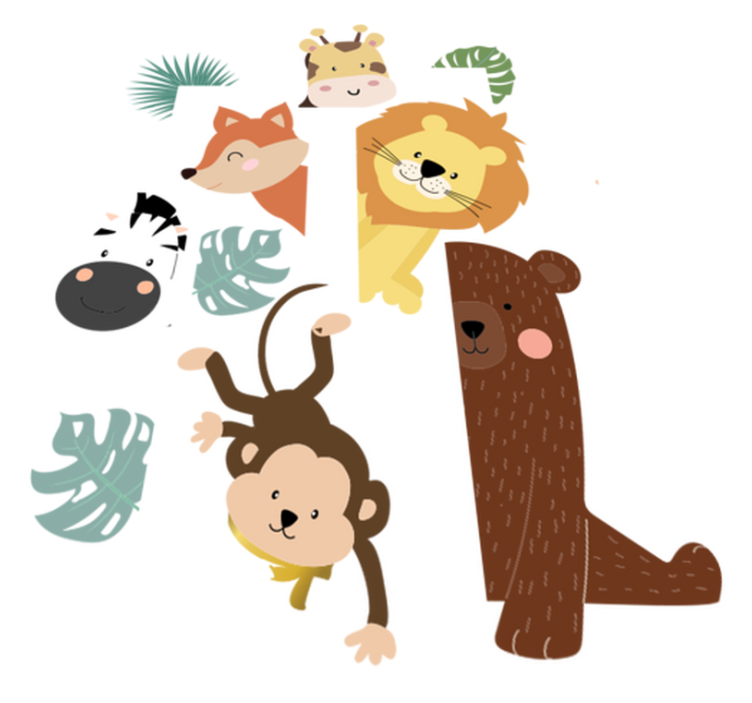 Alfombra vinílica infantil animales en la puerta - TenVinilo
