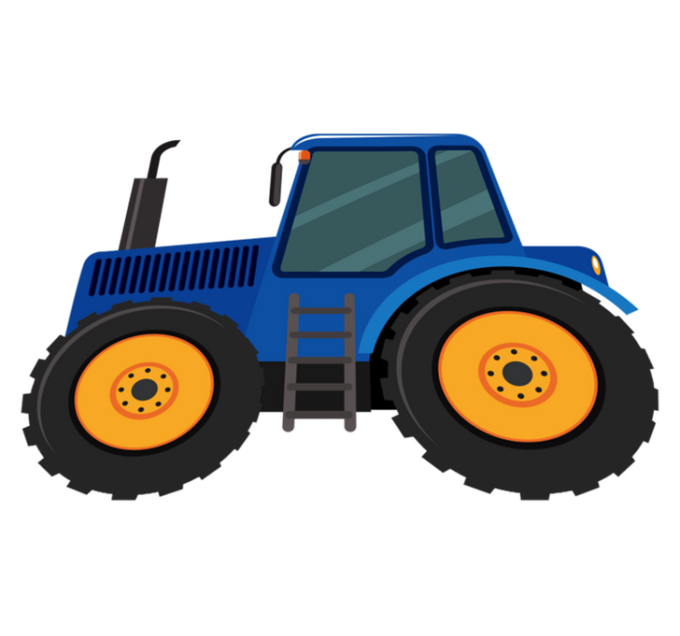 Alfombra vinílica infantil tractor azul - TenVinilo