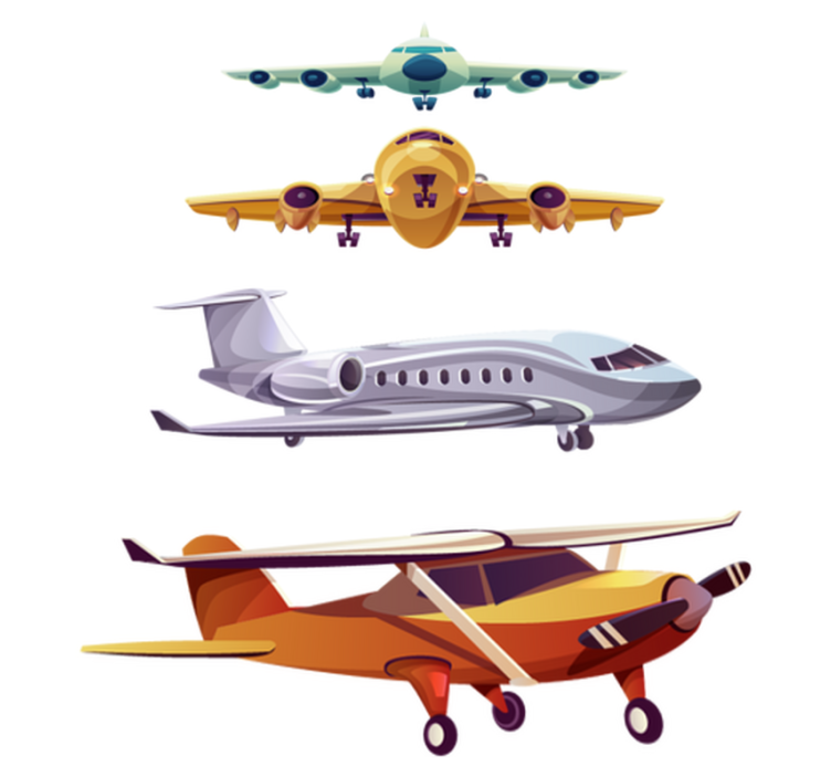 Alfombra vinílica infantil pack de aviones frontal - TenVinilo