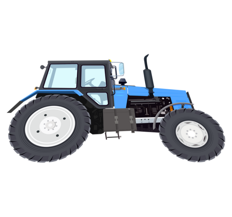 Alfombra vinílica infantil tractor moderno azul - TenVinilo