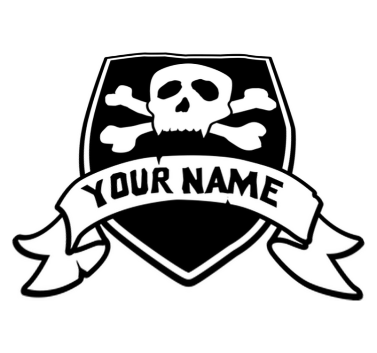 Alfombra vinílica infantil calavera pirata con nombre - TenVinilo