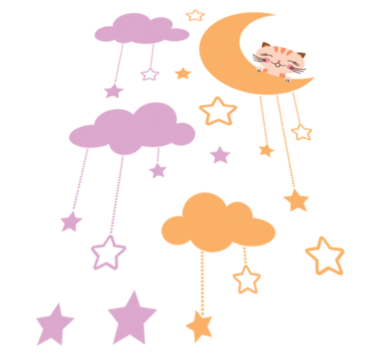 Alfombra vinílica infantil sticker luna gato - TenVinilo