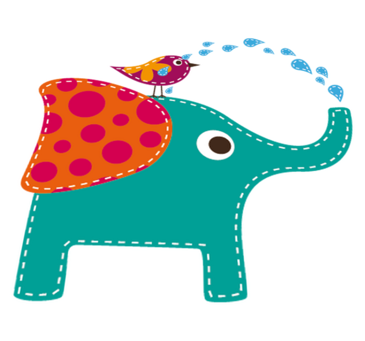Alfombra vinílica infantil elefante duchando ave - TenVinilo
