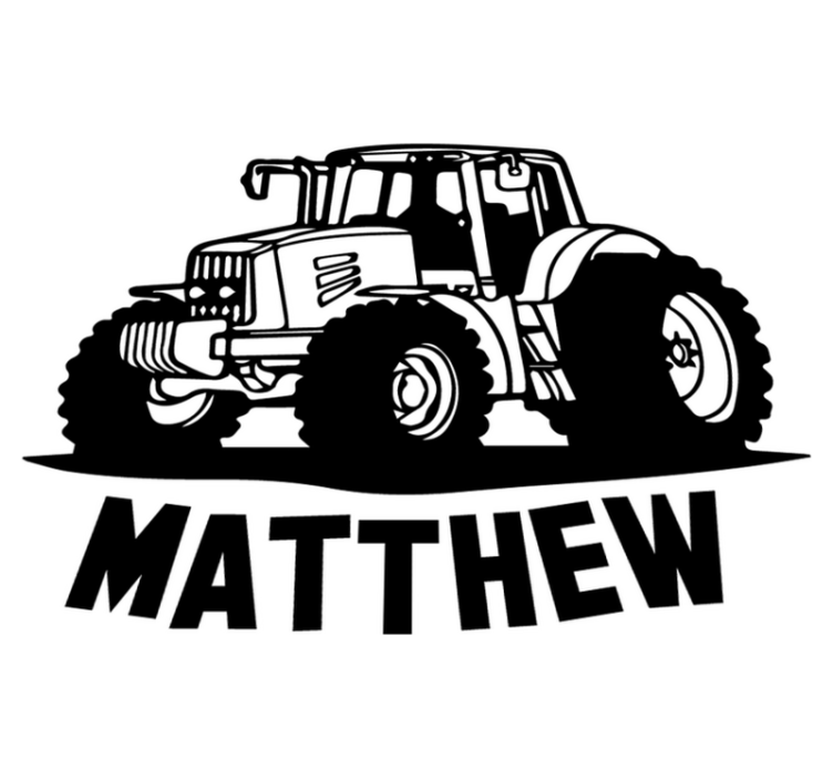 Alfombra vinílica infantil silueta de tractor con nombre - TenVinilo