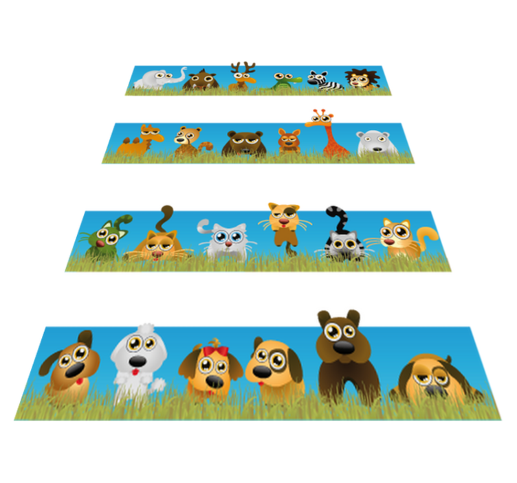 Alfombra vinílica infantil rayas con animales - TenVinilo