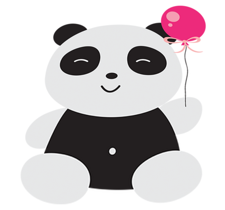 Alfombra vinílica infantil panda con globo rosa - TenVinilo