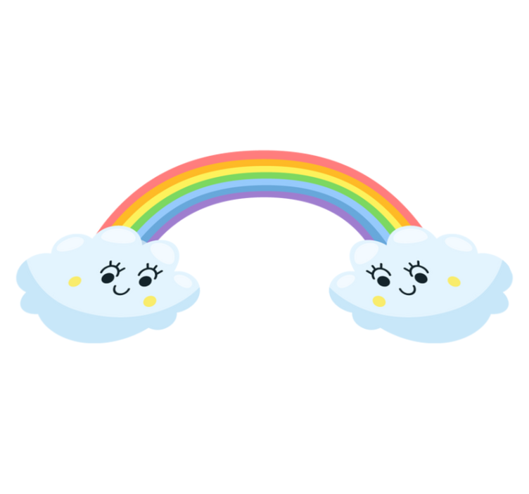 Alfombra vinílica infantil nubes lindas arcoíris mirándose - TenVinilo