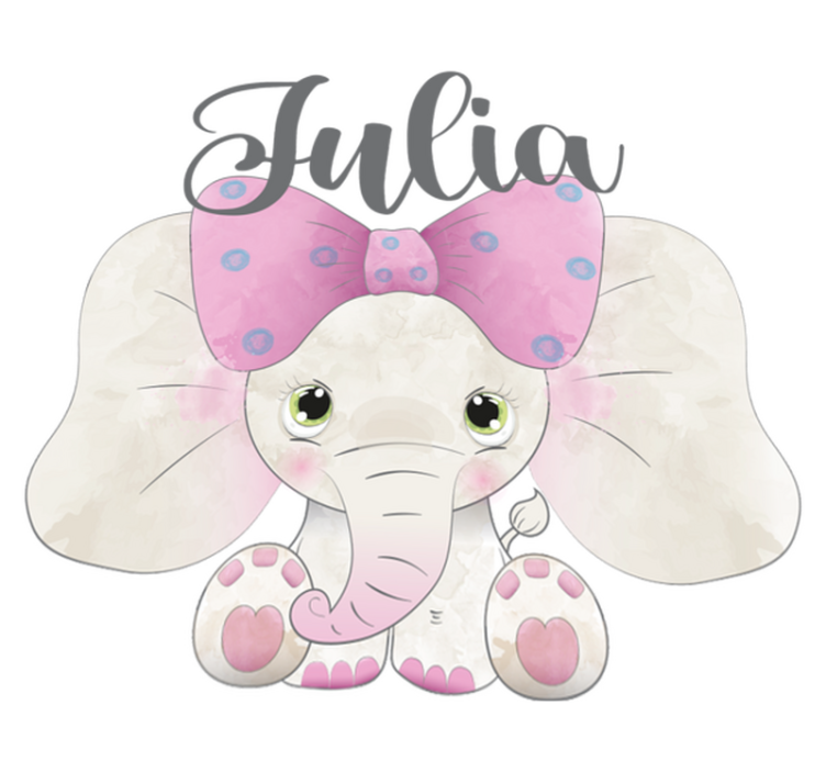 Alfombra vinílica infantil elefante con bebé y nombre - TenVinilo