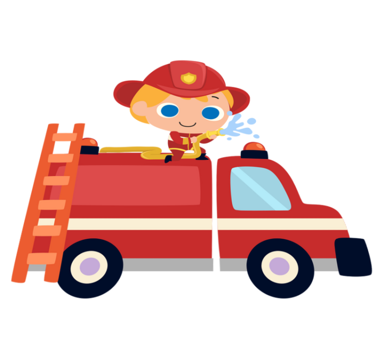 Alfombra vinílica infantil coche de bombero rojo - TenVinilo