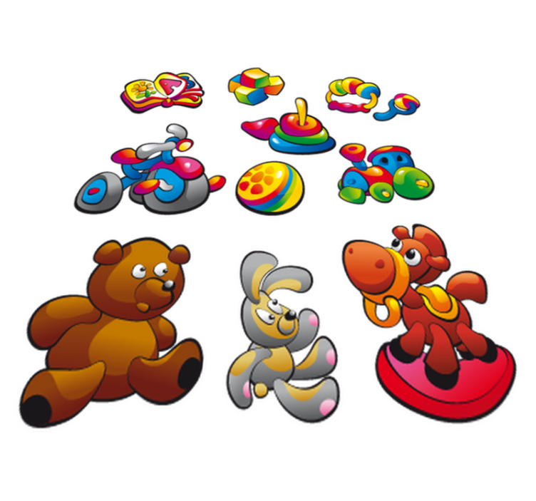 Alfombra vinílica infantil sticker colección de juguetes - TenVinilo