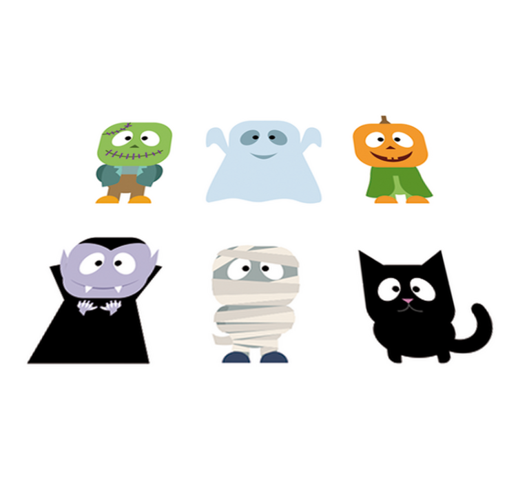Alfombra vinílica infantil pegatinas monstruos halloween - TenVinilo
