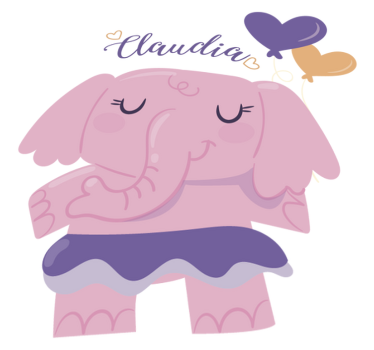 Alfombra vinílica infantil elefante rosa con nombre - TenVinilo