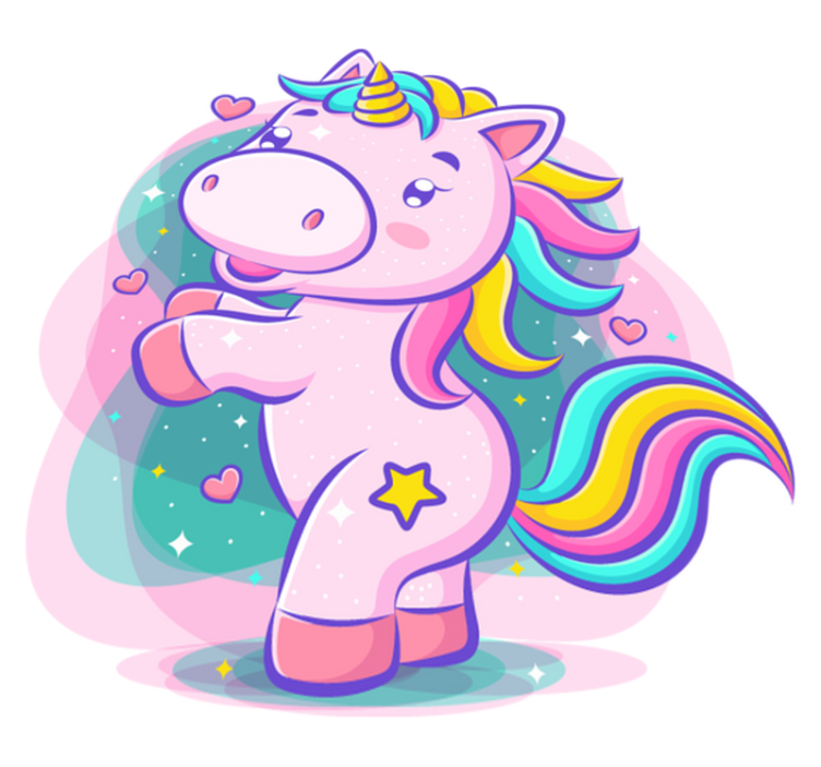 Alfombra vinílica infantil unicornio de colores sonriente - TenVinilo