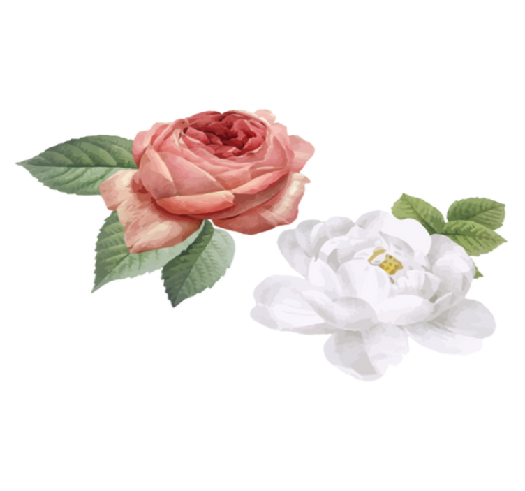Alfombra vinílica dormitorio rosas blancas y rosas - TenVinilo