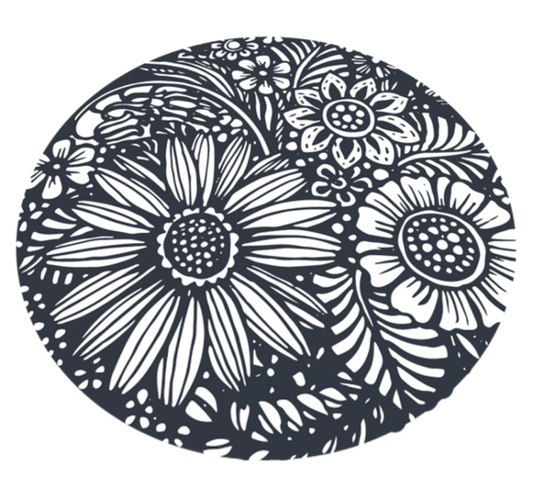 Alfombra vinílica dormitorio diseño de flores redondas - TenVinilo