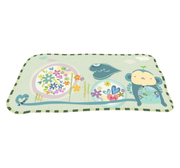 Alfombra vinílica infantil mono enmarcado - TenVinilo