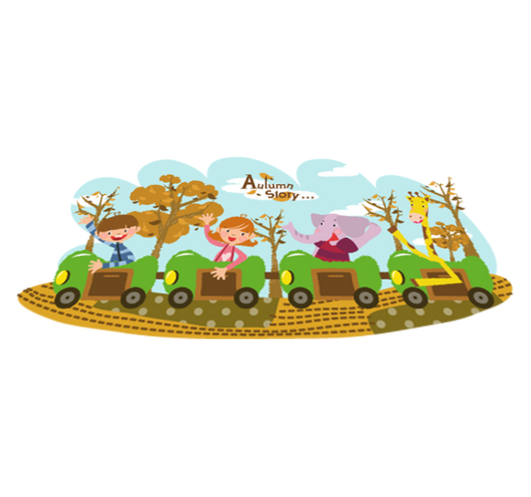 Alfombra vinílica infantil tren en otoño - TenVinilo