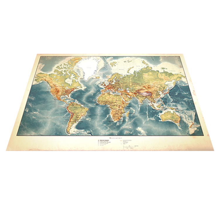 Alfombra vinílica mapamundi vinilo mapa del mundo envejecido - TenVinilo