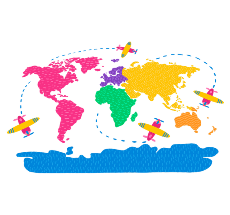 Alfombra vinílica mapamundi mapa de viajes - TenVinilo