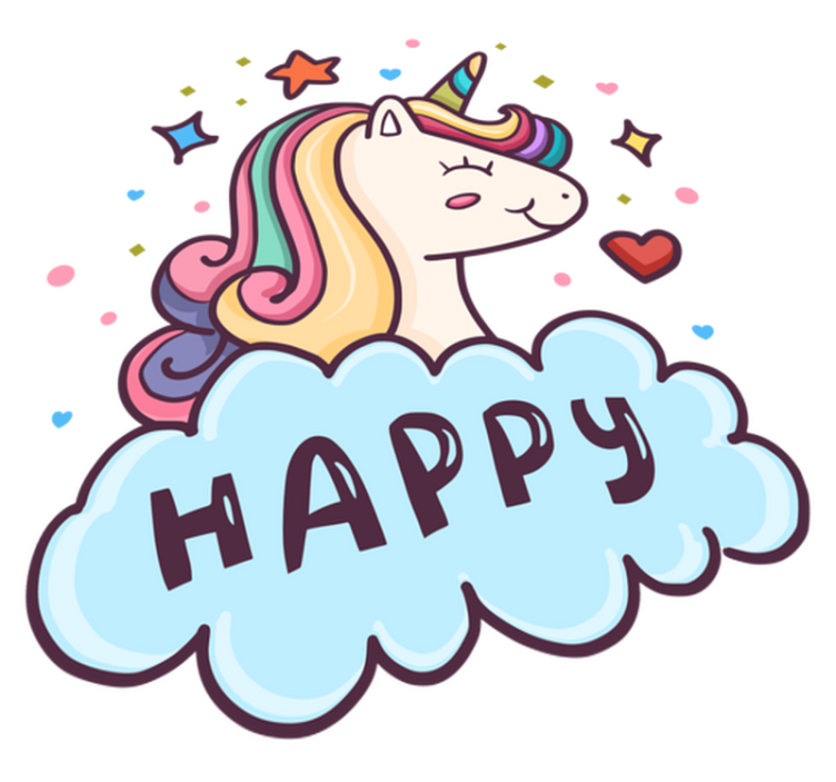 Alfombra vinílica infantil cabeza de unicornio en la nube - TenVinilo