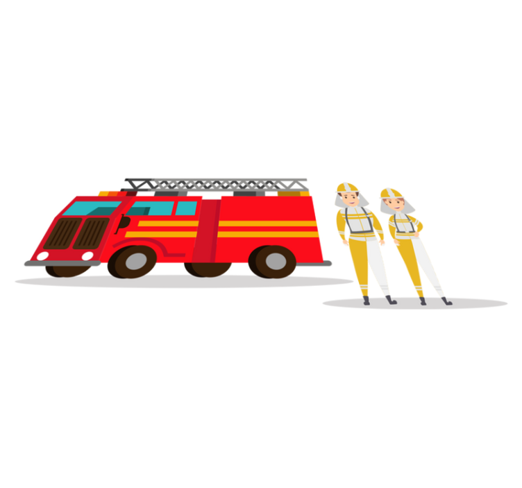 Alfombra vinílica infantil coche de bomberos - TenVinilo